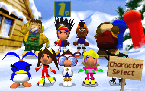The character select screen including the unlockable characters