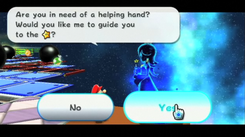  Activating the Super Guide in Super Mario Galaxy 2.