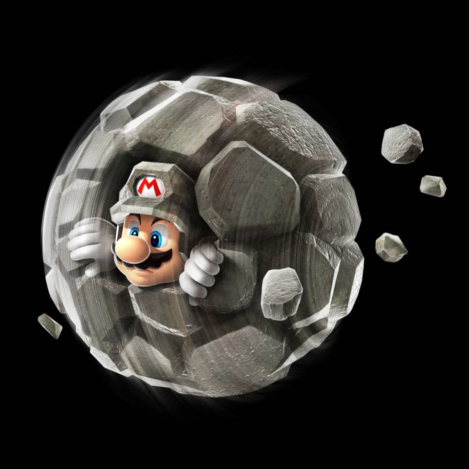 Mario under the effects of the Rock Mushroom. 