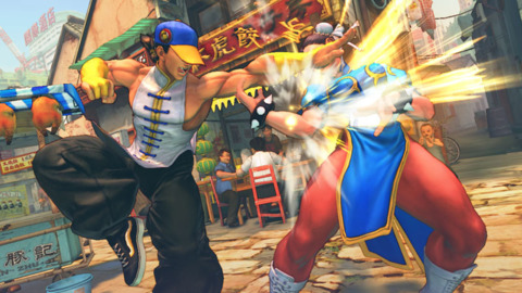 Yun fighting Chun-Li in Super Street Fighter IV.