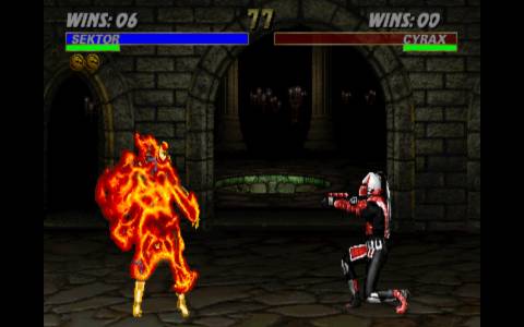 Flamethrower fatality as seen in MK3.