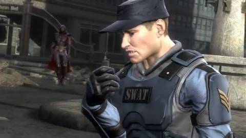 Stryker, donning his riot control attire in Mortal Kombat (2011).
