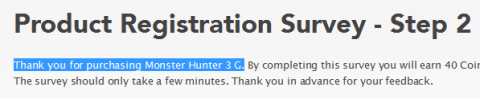 Product Registration shows my game as MH3G Almost like they added it in haste on Wednesday? 