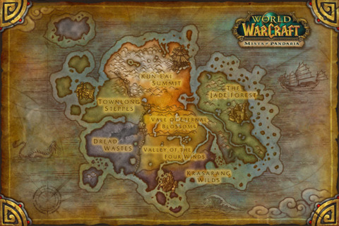 The regions of Pandaria, as depicted in World of Warcraft