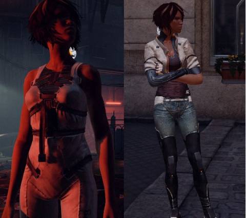 For anyone who doesn't know, she starts out with an outfit very reminiscent of Miranda and quickly transitions to the outfit on the right.