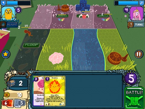 A typical example of gameplay, with the gameboard divided into land types.