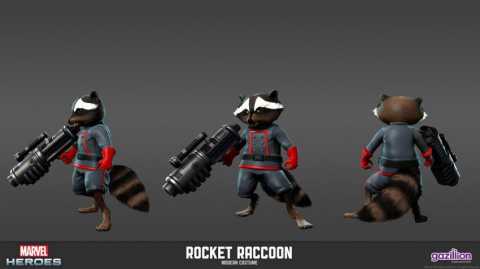 Concept renders of Rocket Raccoon in Marvel Heroes