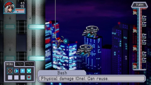 Cosmic Star Heroine starts with a fight against drones while abseiling down a skyscraper, and then gets wilder from there.