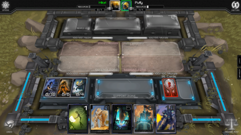 Game board, showing all Zones and player initiative marked in green.