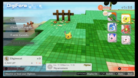 Digimon not in your active party can be left on a DigiFarm to actively gain levels while you walk around.