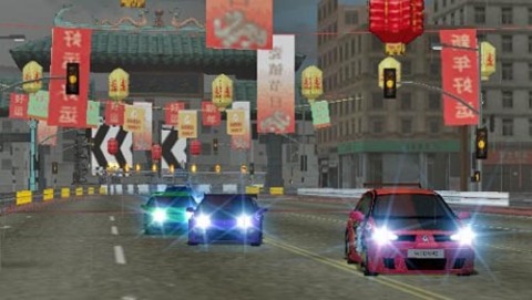 Nighttime racing in Chinatown