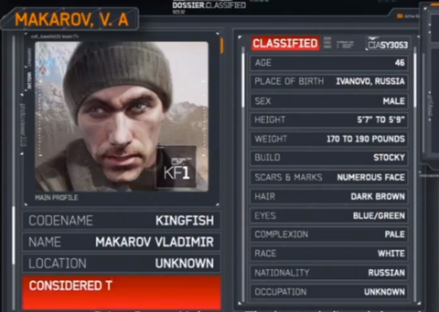 Makarov's dossier, from Modern Warfare 3; click to expand