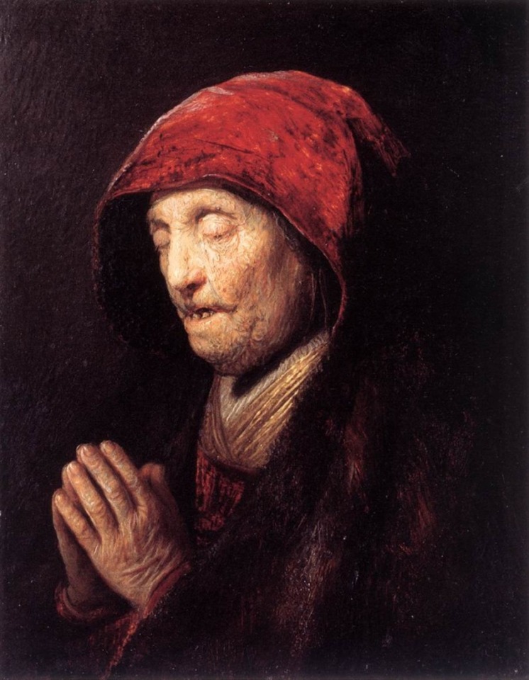 Old Woman Praying, Rembrandt von Rijn, 1630, oil on copper
