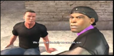 One player's interpretation of the Player (left) being recruited by Julius in Saints Row.