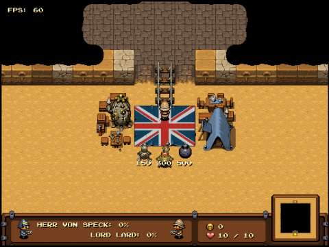 The player's base/shop and the game's starting area.