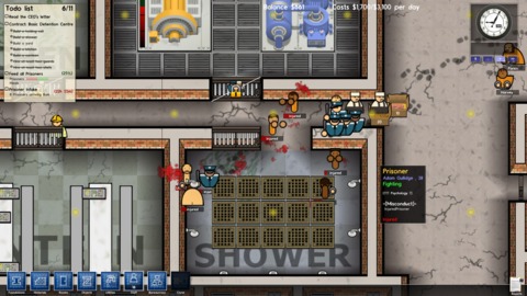 Naked prisoners showering together sometimes ends in a fight.
