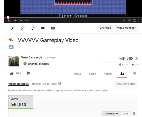 This is what it looks like when a video gets a copyright flag.