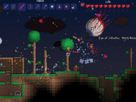 Besides digging, building, and collecting resources, combat is a huge part of Terraria.