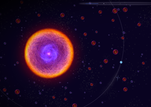 Orbiting mode. Orbs closer to the centre move faster. 