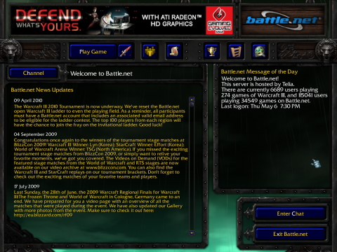 Warcraft III's Battle.net interface