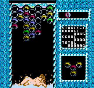 A typical gameplay shot - note the hollow bubbles