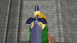 Link pulling the Master Sword in Ocarina of Time
