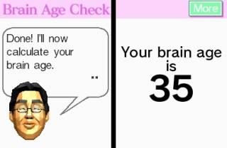  The player's brain age is determined, 20 being the best.