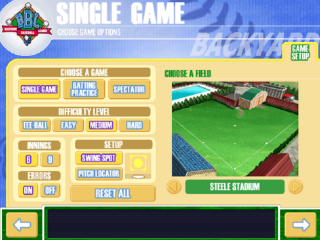 Single Game screen
