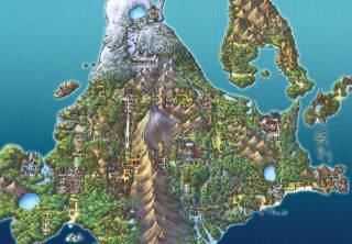 The Sinnoh region is separated in the middle by a large mountain range.