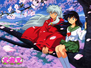 Inuyasha and Kagome sit in a tree