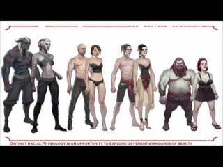 Dragon Age 2 Concept Art: (from left to right) Qunari - Humans - Elves - Dwarves
