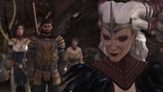 Hawke and family meet Flemeth in Dragon Age II