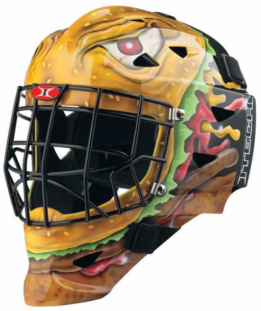 This burger-covered goalie mask sums things up pretty perfectly, I think.