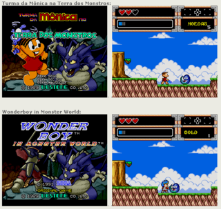 A comparison between Mônica na Terra dos Monstros and Wonder Boy in Monster World.