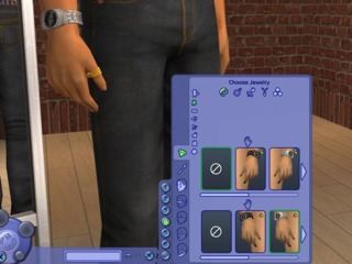 Customizing the jewelry on a new sim's everyday outfit.