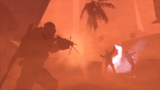 Sandstorms limit visibility, but Walker shoots and soldiers on.