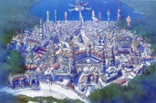 Concept art for the city of Luca. It is protected by the Crusaders.