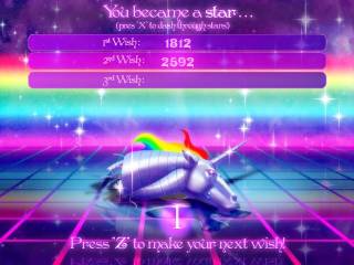  The aftermath of a death in Robot Unicorn Attack. 