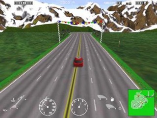 A screenshot of a deserted road in Outlaw Racers