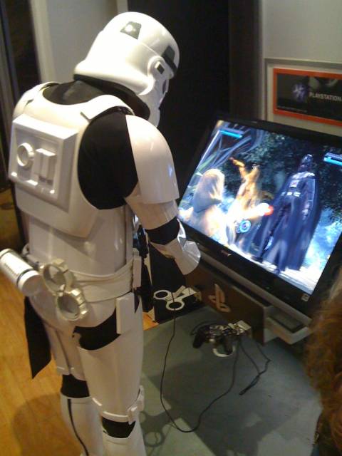 A Stormtrooper plays as Darth Vader in Star Wars: The Force Unleashed