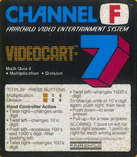 Videocart-7: Math Quiz II