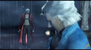 Dante facing off against his twin brother, Vergil.