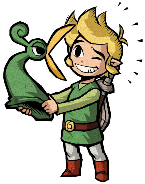 Official game arrtwork of Ezlo yelling at Link