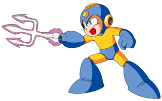 Mega Man's colors while equipped with the Laser Trident.