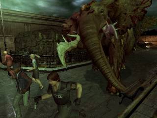 Players confront a zombie elephant in Resident Evil: Outbreak File #2