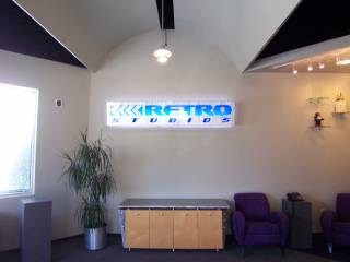 Photo of the Retro Studios lobby, just inside the doors.