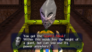 Link finding the Giant's Mask, a crucial tool for defeating the dungeon's boss.