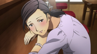 Sayoko as she appears in the anime, off duty.