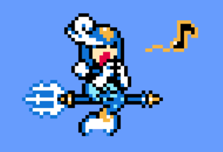 Splash Woman summons fish to attack Mega Man by singing.