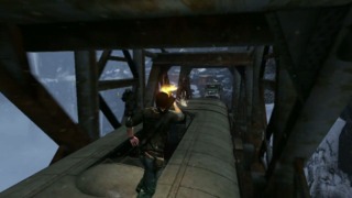 Drake running 'n gunning while on top of a moving train
